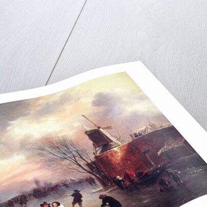 A Winter Skating Scene by Claes (1630-76) Molenaer