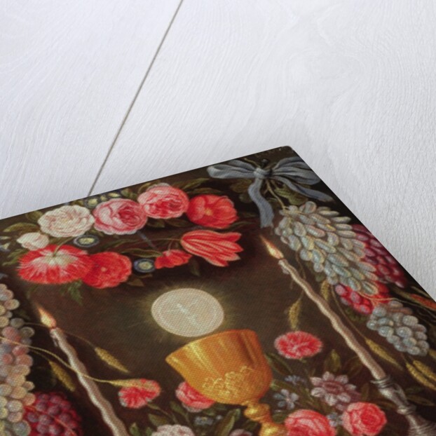 A Chalice with the Eucharist in a cartouche decorated with flowers and fruit, c.1664 by Jan van the Elder Kessel