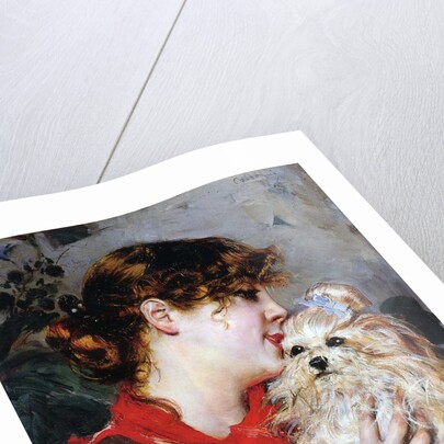 The actress Rejane and her dog, c.1885 by Giovanni Boldini
