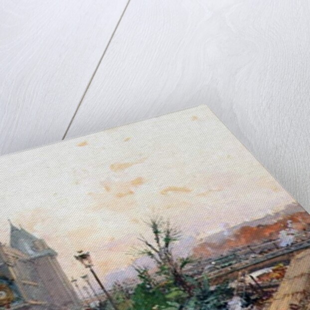 The Flower Market, Paris by Eugene Galien-Laloue