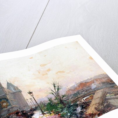 The Flower Market, Paris by Eugene Galien-Laloue