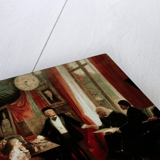 Richard Wagner with Franz Liszt and Liszt's daughter Cosima by German School
