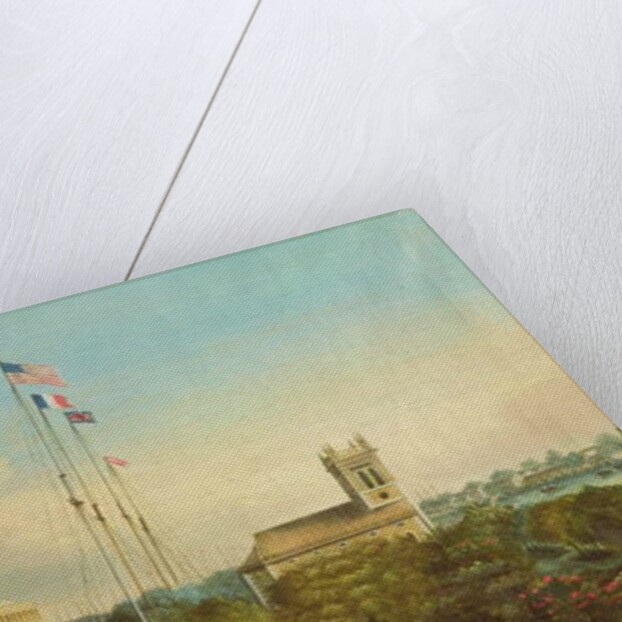 Factories at Canton, China, c.1850 by American School