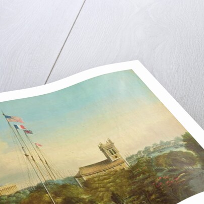 Factories at Canton, China, c.1850 by American School