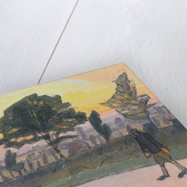 Sunset, Letchworth, with Man and Dog, 1912 by Spencer Frederick Gore