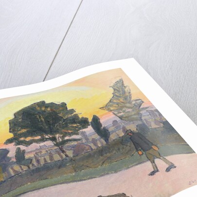 Sunset, Letchworth, with Man and Dog, 1912 by Spencer Frederick Gore