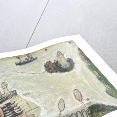 St. Ives Harbour and Godrevy Lighthouse, c.1930 by Alfred Wallis