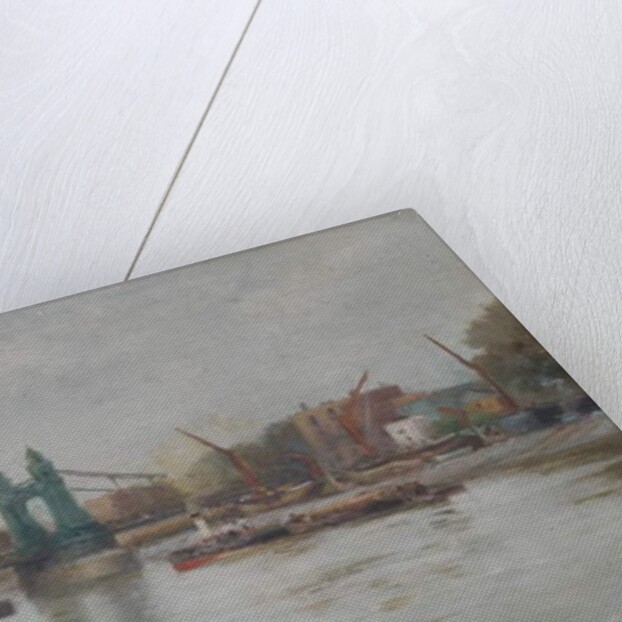 Hammersmith Bridge - the present one - post 1887 - looking from the Surrey shore by Charles John de Lacy