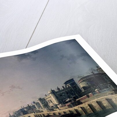 Tower of London and the Thames in moonlight by Henry Pether