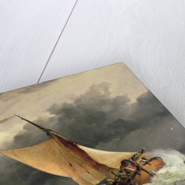 Dutch cargo boats in rough sea by Edward William Cooke