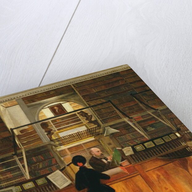 The interior of the Logan Library Philadelphia, with the librarian LLoyd Pearsall Smith at his desk, 1880 by George Bacon Wood