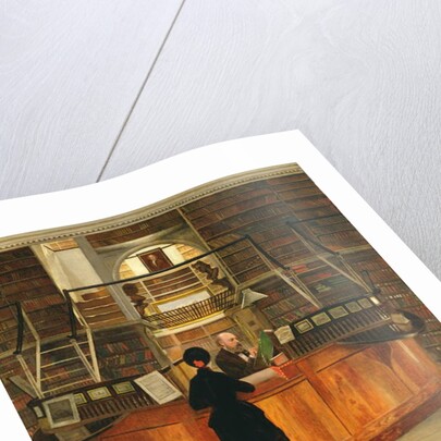 The interior of the Logan Library Philadelphia, with the librarian LLoyd Pearsall Smith at his desk, 1880 by George Bacon Wood