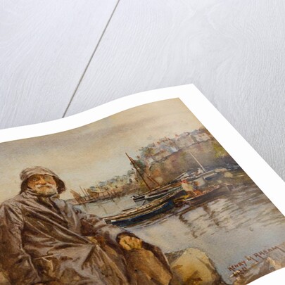 Fisherman on Newlyn Harbour Wall, 1920 by Henry Meynell Rheam