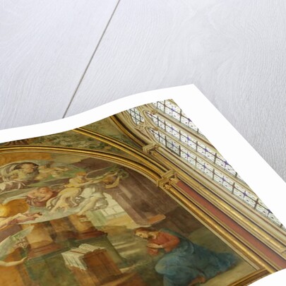 The West Wall of the Rayonnant chapel of the Abbey with The Annunciation , 16th-19th century by Francesco Primaticcio