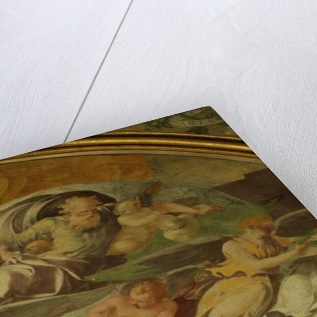 The West Wall of the Rayonnant chapel of the Abbey, detail above The Annunciation by Francesco Primaticcio