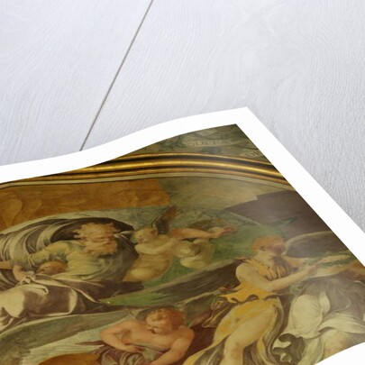 The West Wall of the Rayonnant chapel of the Abbey, detail above The Annunciation by Francesco Primaticcio