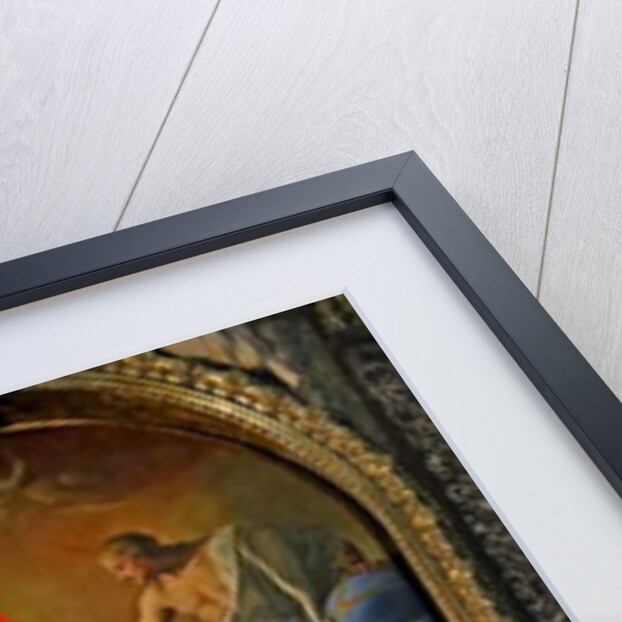 Painting of a saint with Christ, angels and worshippers by Giovanni Battista Gaulli