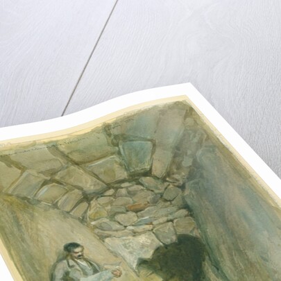 Rock-cut Conduit Under Robinson's Arch, Jerusalem, 1871 (w/c & pencil on paper by William 'Crimea' Simpson