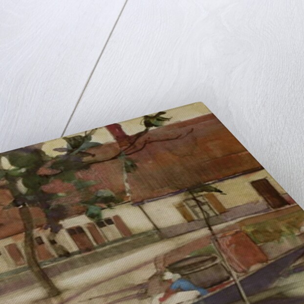 Boat on a Canal, French Village by Anne Redpath