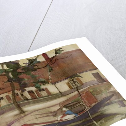 Boat on a Canal, French Village by Anne Redpath