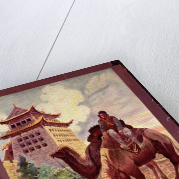 Camels Watering in front of the Gates of Pekin, poster advertising the 'Messageries Maritimes', c.1920 by Ruedolf