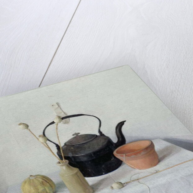 Kettle, Poppyheads and Gourd, Still Life, 1990 by Arthur Easton