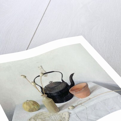 Kettle, Poppyheads and Gourd, Still Life, 1990 by Arthur Easton