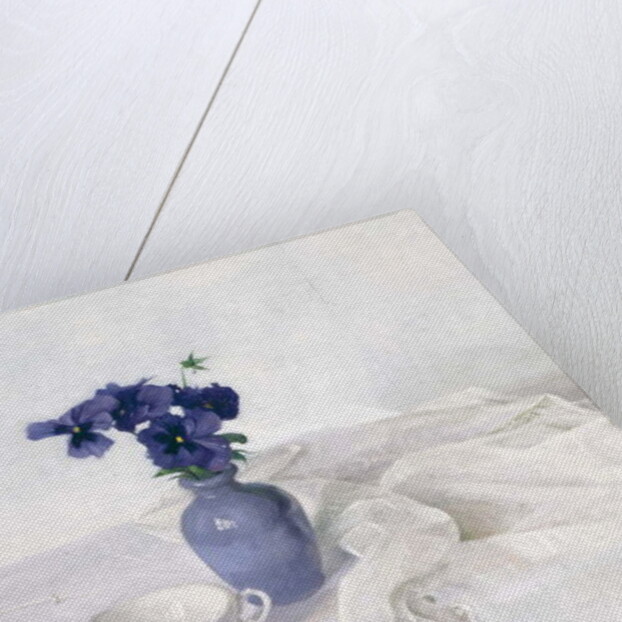 Pansies in a Blue Vase, Still Life, 1990 by Arthur Easton