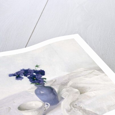 Pansies in a Blue Vase, Still Life, 1990 by Arthur Easton