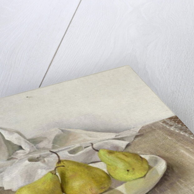 Three Pears on a Plate, Still Life, 1990 by Arthur Easton