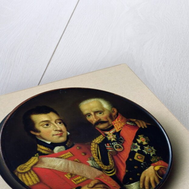 Snuff box with portraits of Arthur Wellesley Duke of Wellington and Gebbard Leberecht Field Marshall, Prince von Blucher by English School