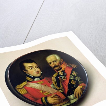 Snuff box with portraits of Arthur Wellesley Duke of Wellington and Gebbard Leberecht Field Marshall, Prince von Blucher by English School