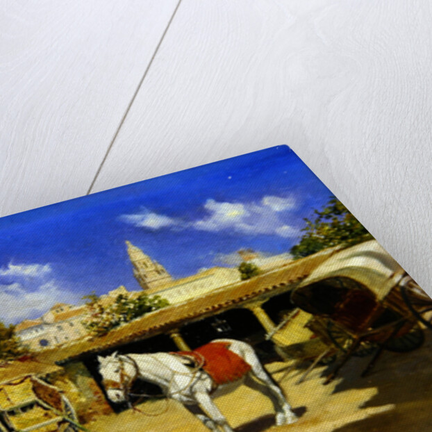 A Courtyard in Murcia, with Cathedral tower by Jose Marin Baldo