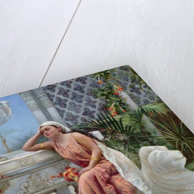 A Restful Moment by the Lion Fountain at the Alhambra, Spain, 1894 by Margaret Murray Cookesley