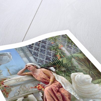 A Restful Moment by the Lion Fountain at the Alhambra, Spain, 1894 by Margaret Murray Cookesley