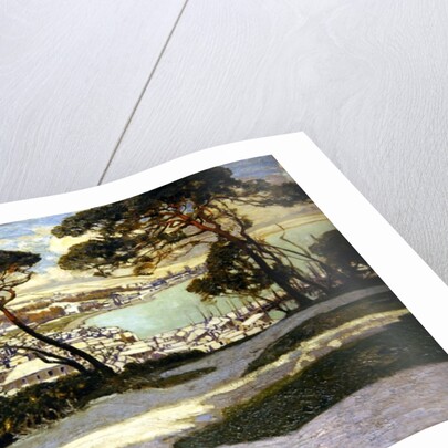 Newlyn, Penzance in the distance from Geoffrey Garnier's Garden by Alfred East