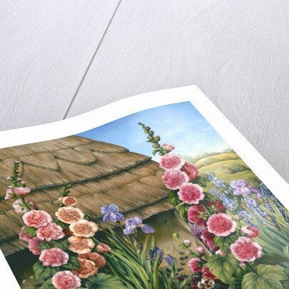 Cottage Garden with Hollyhocks, 1995 by Amelia Kleiser