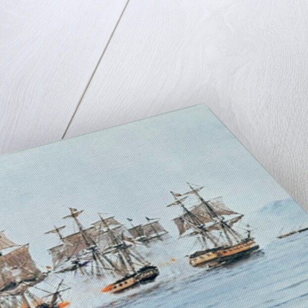 Commodore Macdonough in the Saratoga defeats the British, Battle of Lake Champlain, 11 September 1814 by E. Tufnell