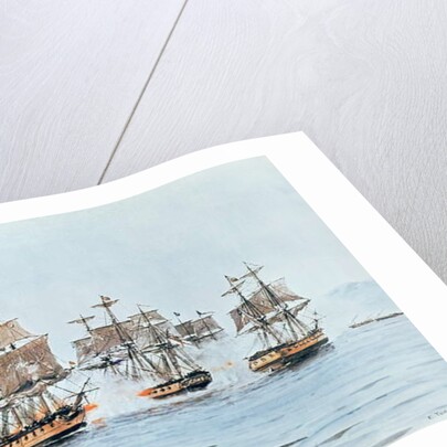 Commodore Macdonough in the Saratoga defeats the British, Battle of Lake Champlain, 11 September 1814 by E. Tufnell