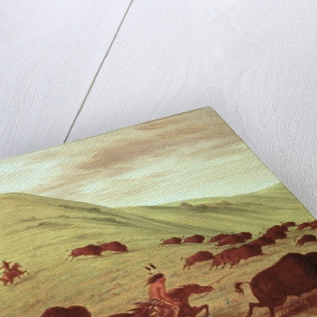 Sioux Indians hunting buffalo, 1835 by George Catlin