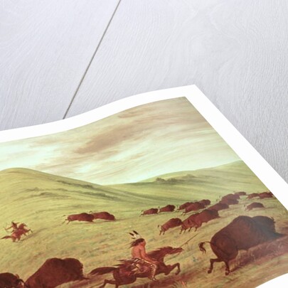 Sioux Indians hunting buffalo, 1835 by George Catlin