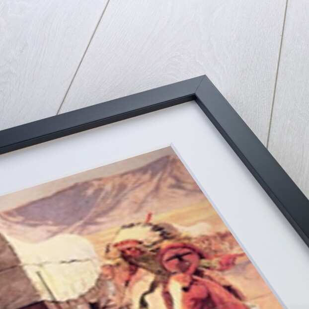 Indians attacking a pioneer wagon train by Frederic Remington