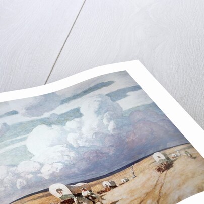 wagons couverts se dirigeant vers l'ouest by Newell Convers Wyeth