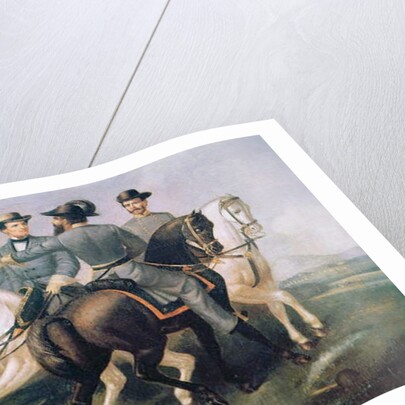 President of the Confederate States during the American Civil War, with his generals by American School