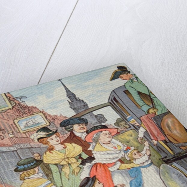 Family life in colonial America - Street scene in Boston by Randolph Caldecott