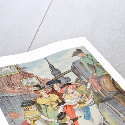 Family life in colonial America - Street scene in Boston by Randolph Caldecott