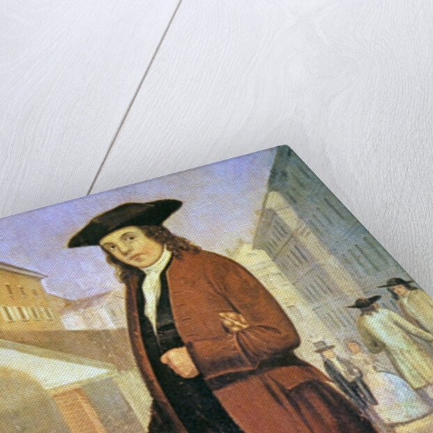 A young Ben arrives in Philadelphia, poor and hungry, with bread under his arm by School American