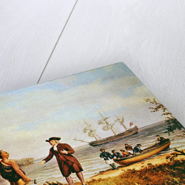 William Penn arrives in America for the first time and meets a Native American in 1682 by Thomas Birch