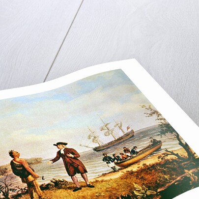 William Penn arrives in America for the first time and meets a Native American in 1682 by Thomas Birch