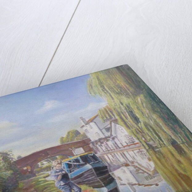 Woman hauling butty boat, 2008 by Kevin Parrish